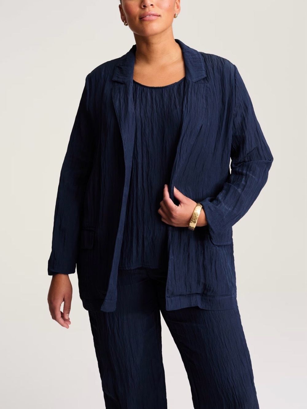 Women’s New J. Jill Navy Blue Wearever Crinkled Open-Front Blazer Size 4X
